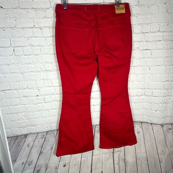 Hollister Jeans Womens 15S Red High rise Vintage Flare Wide Leg Hippie Boho NEW - Picture 7 of 10